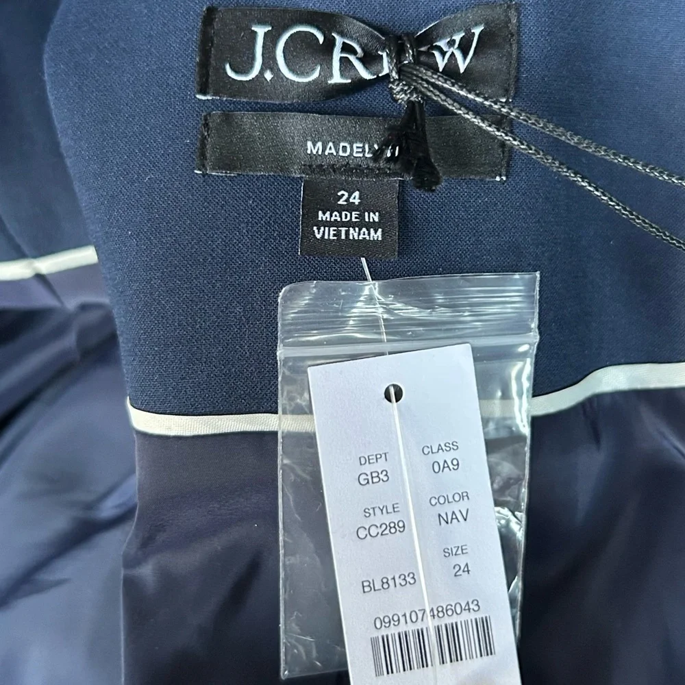 NWT J. Crew Navy Blue Madelyn Blazer In Four-Season Stretch Womens Sz 24
